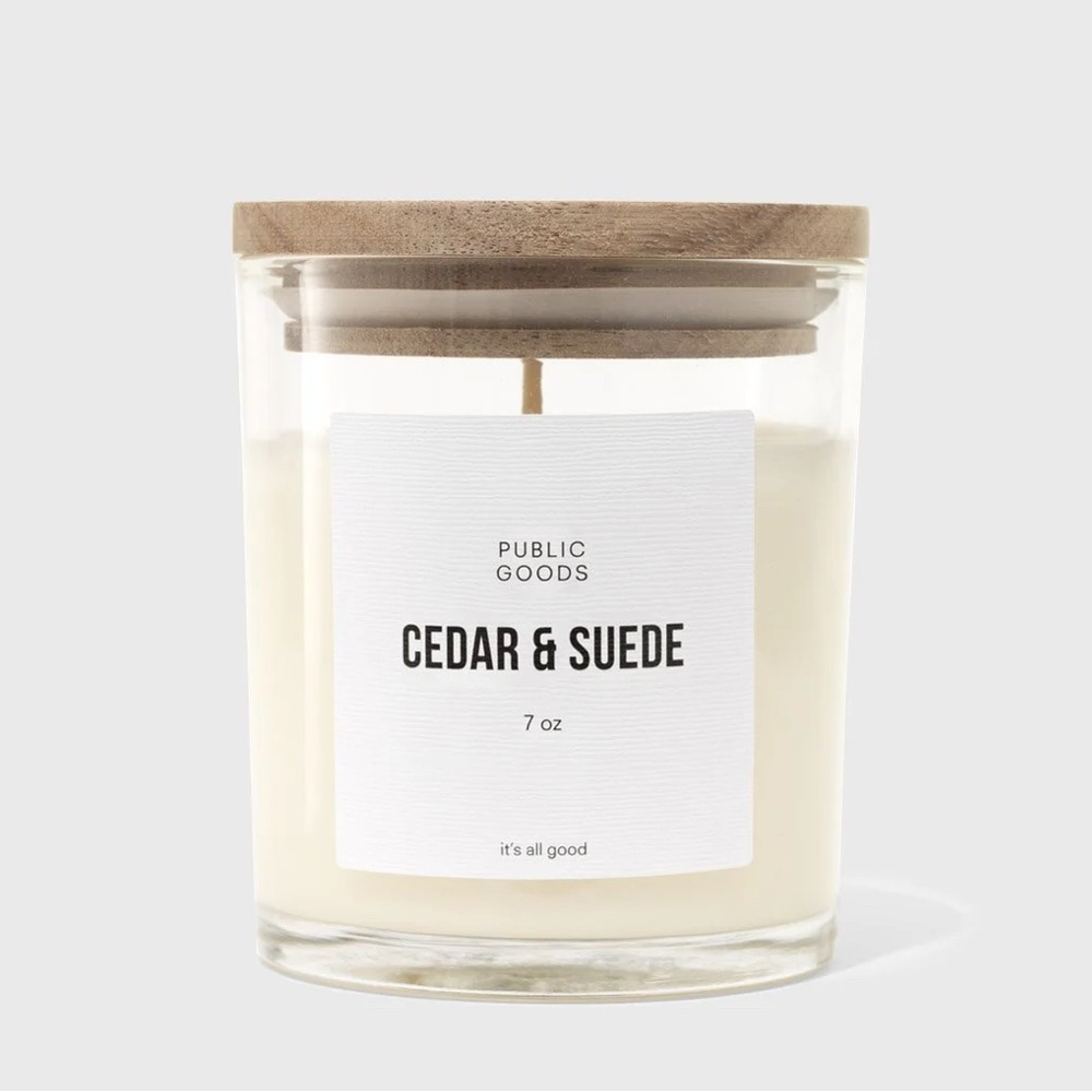Public Goods Cedar & Suede Scented Soy Candle 7 oz